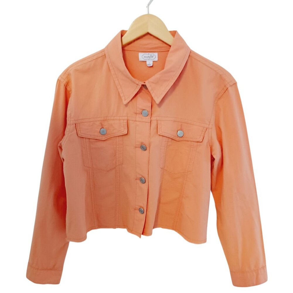 Mudd Pie, S, Tangerine "Jean Jacket Look" Cropped Cotton Jacket Lt. Wt., Casual